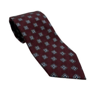 Ermenegildo Zegna Silk Neck Tie Floral Geometric Burgundy